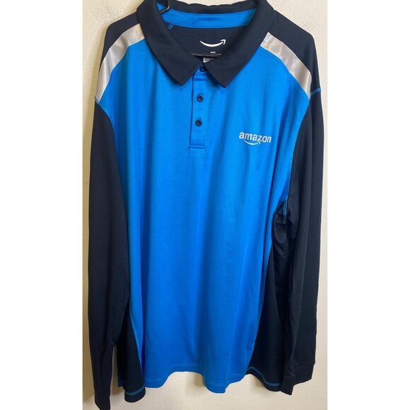 Amazon Active Polo Shirt Employee LONG SLEEVE Logo Reflective MEN BIG TALL 5XL - Picture 1 of 4